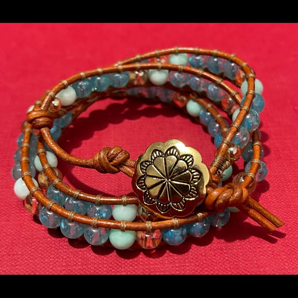 Wrap style leather bracelet